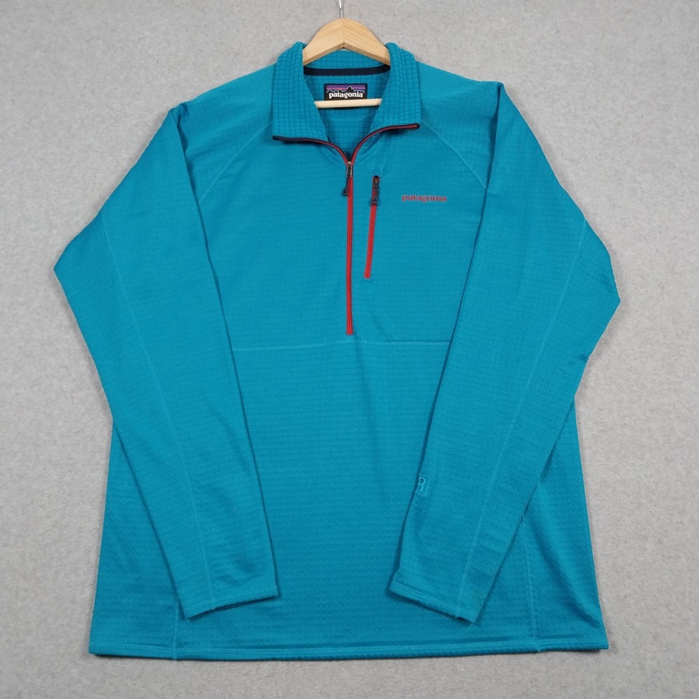 Patagonia R1 Regulator Mens XXL Blue Pullover Sweater 1/2 Zip Polartec Grid
